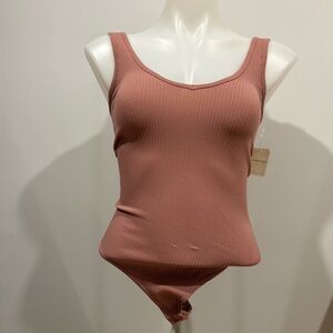 BNWT- We The Free Ribbed Dusty Rose Bodysuit